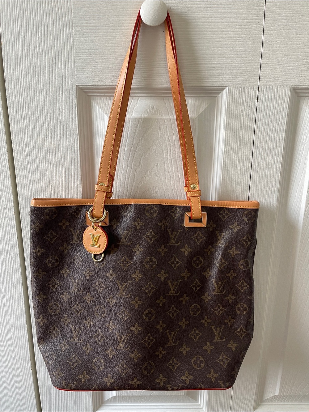 Monogram Canvas Tote in Brown with Tan Trim